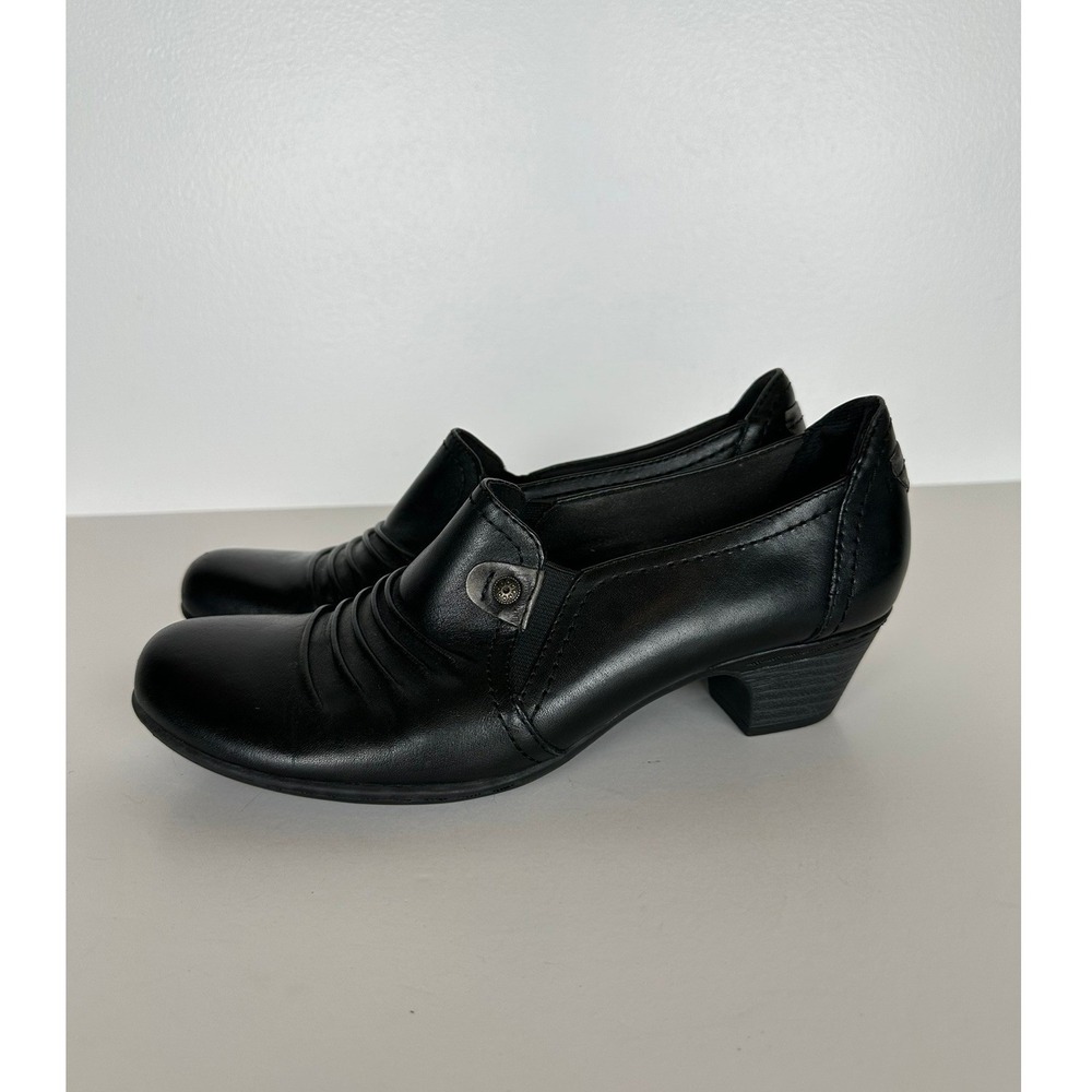 Cobb Hill by New Balance Women' Slip On Heel Pumps Black Leather Pleated Size 8N